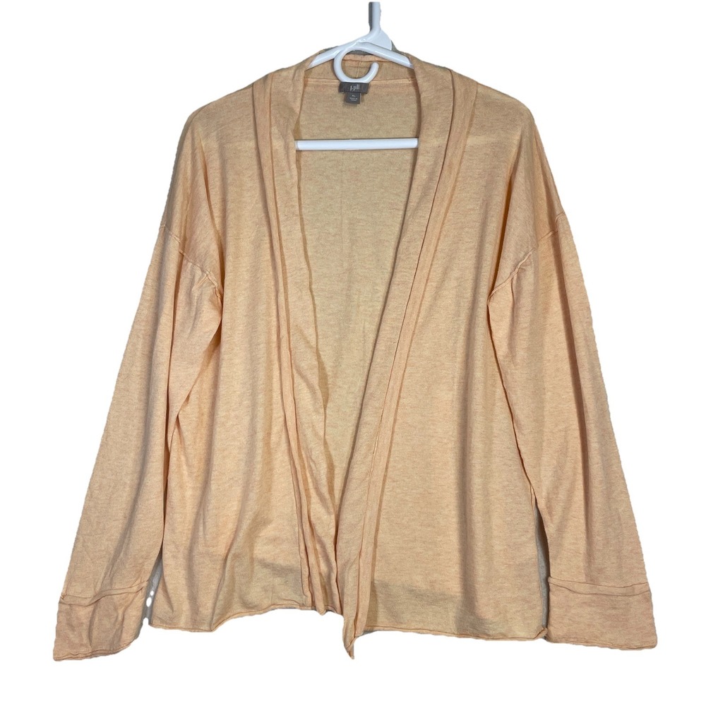 J.Jill XL Open Front Wool Silk Bamboo Rayon Cardigan Long Sleeve Lightweight